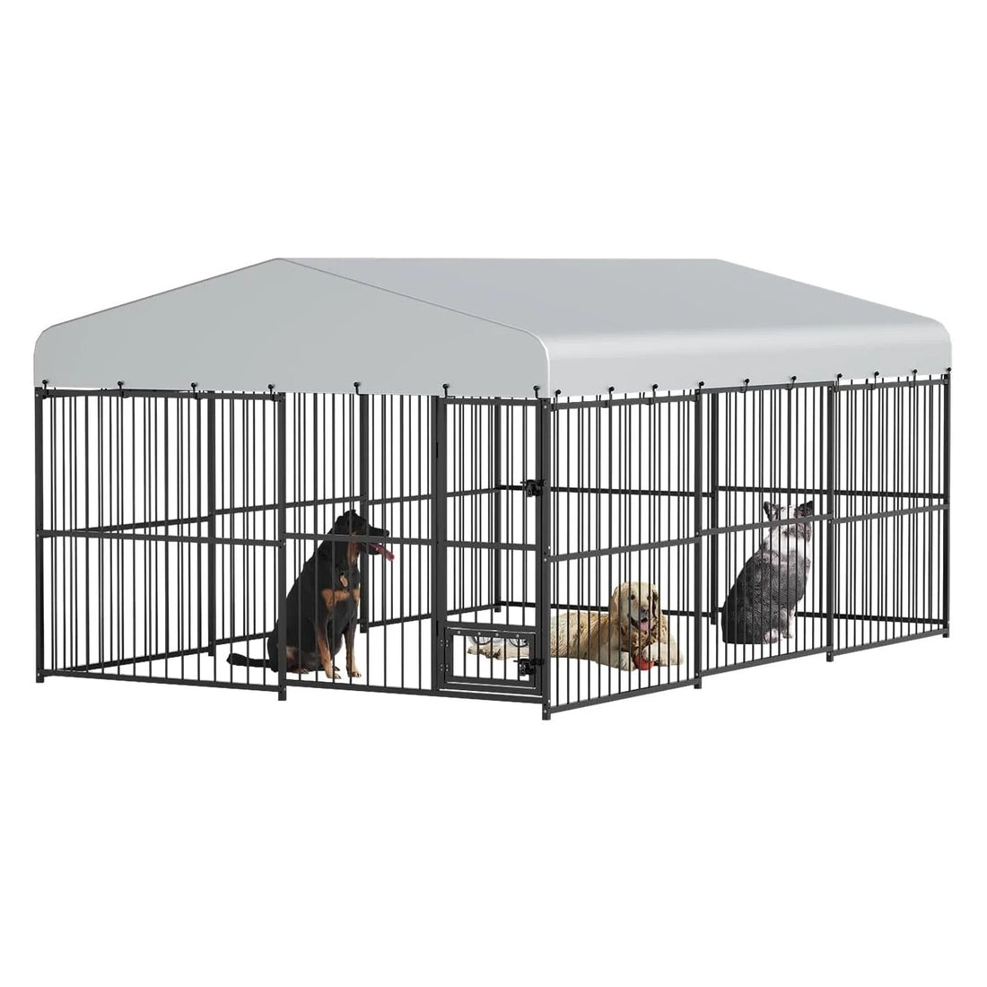 Garvee Large Dog Enclosures Outdoor Dog Kennel with Waterproof Cover Feeding Doors for Yard Garden Backyard 10×15×7FT