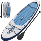 Garvee Inflatable Stand Up Paddle Board with Premium Accessories for Youth & Adults, 11 ft Blue-White, Ultra-Stable Wide Base, Non-Slip EVA Deck - Blue-White