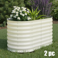 Garvee 2 Pcs Raised Garden Beds Outdoor 4x2x2ft Galvanized Steel Planter Box Beige Rust-Resistant Easy Assembly