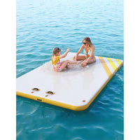 Garvee Inflatable Floating Dock Water Platform with Rope Ladder Non-Slip Surface for Pool Beach Ocean, 10 ft 8 ft 6 ft, Yellow