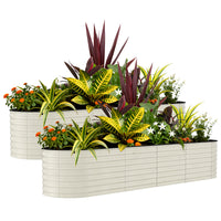 Garvee 2 Pcs Raised Garden Beds Outdoor 8x2x2 ft - Galvanized Steel Planter Box, Rust-Resistant, Beige