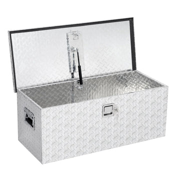Boîte à outils en aluminium Garvee de 48 pouces pour benne de camion, coffre de rangement robuste et étanche avec serrure pour camions, remorques, camping-cars, argent
