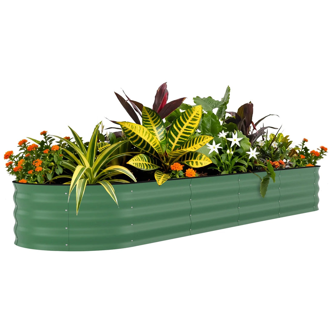 Garvee 8x2x1.5 ft Galvanized Raised Garden Bed - Rust-Resistant Metal Planter Box for Flowers, Vegetables, Herbs, Green
