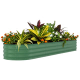 Garvee 8x2x1.5 ft Galvanized Raised Garden Bed - Rust-Resistant Metal Planter Box for Flowers, Vegetables, Herbs, Green - Green(Rubber Edge)