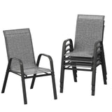 Garvee Patio Chairs Set of 4 Outdoor Stackable Dining Chairs with Textilene Fabric High Back Grey - Grey