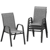 Garvee Patio Chairs Set of 4 Outdoor Stackable Dining Chairs with Textilene Fabric High Back Grey