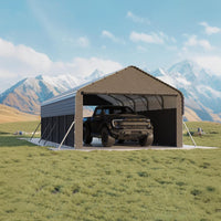 Garvee All-Weather Enclosed Metal Carport – 12'x24'x9' Heavy Duty Steel Frame, 220g Tarp, Outdoor Storage Shelter for Pickup Trucks, Boats, Tractors