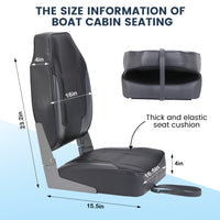 Garvee 2 Pack Folding High Back Boat Seats + Thickened Sponge Padding + Stainless Steel Screws + Waterproof PVC + Aluminum Hinges + 5" x 5" Bolt Hole Pattern + Fishing, Sightseeing