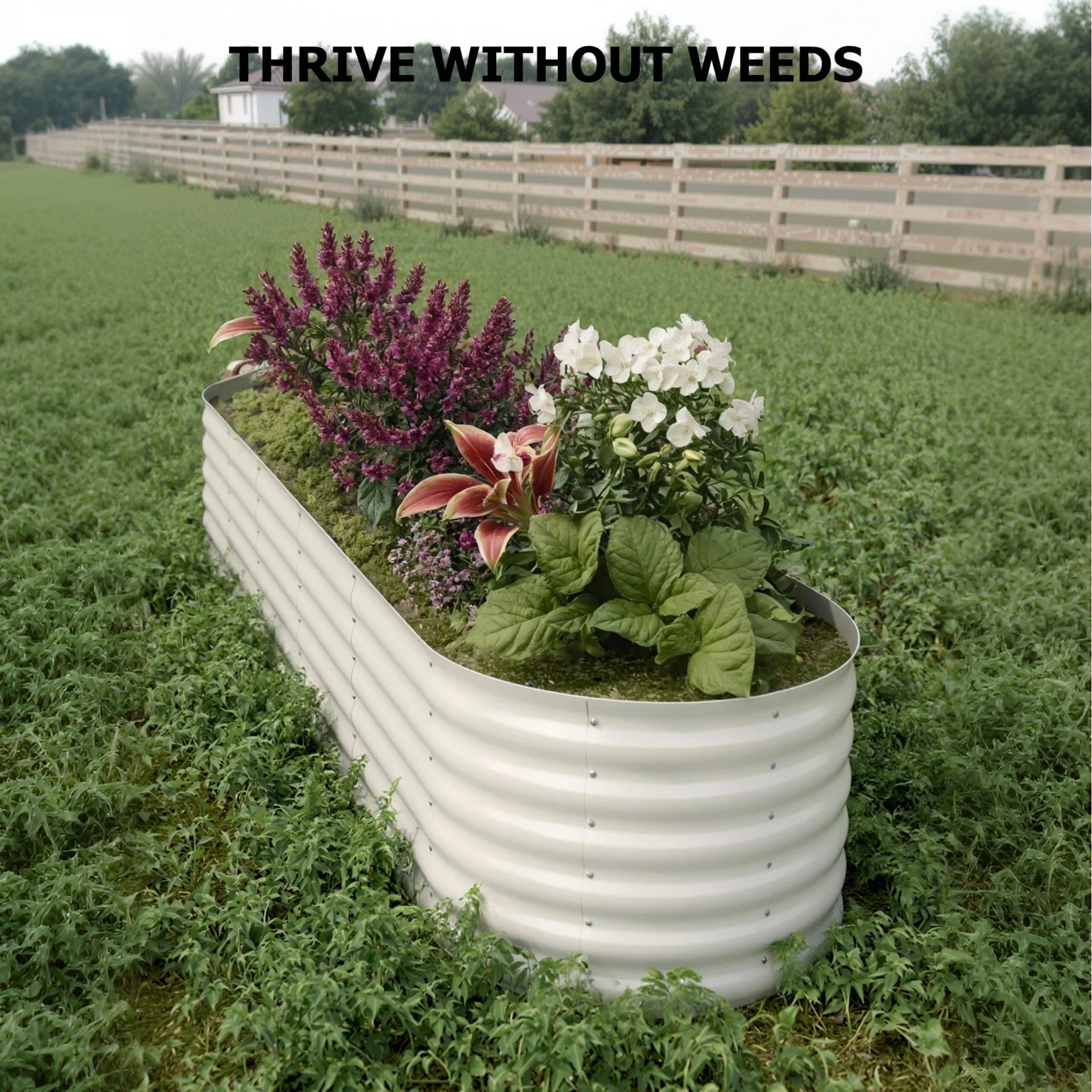 Garvee 2 Pcs Raised Garden Beds Outdoor Galvanized Steel Planter Box 8x2x1.5 ft Beige