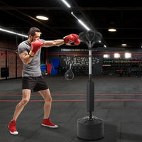 Garvee Boxing Speed Trainer Punching Bag with Stand 360° Spinning Bar Reflex Balls Gloves Adjustable Height Home Gym