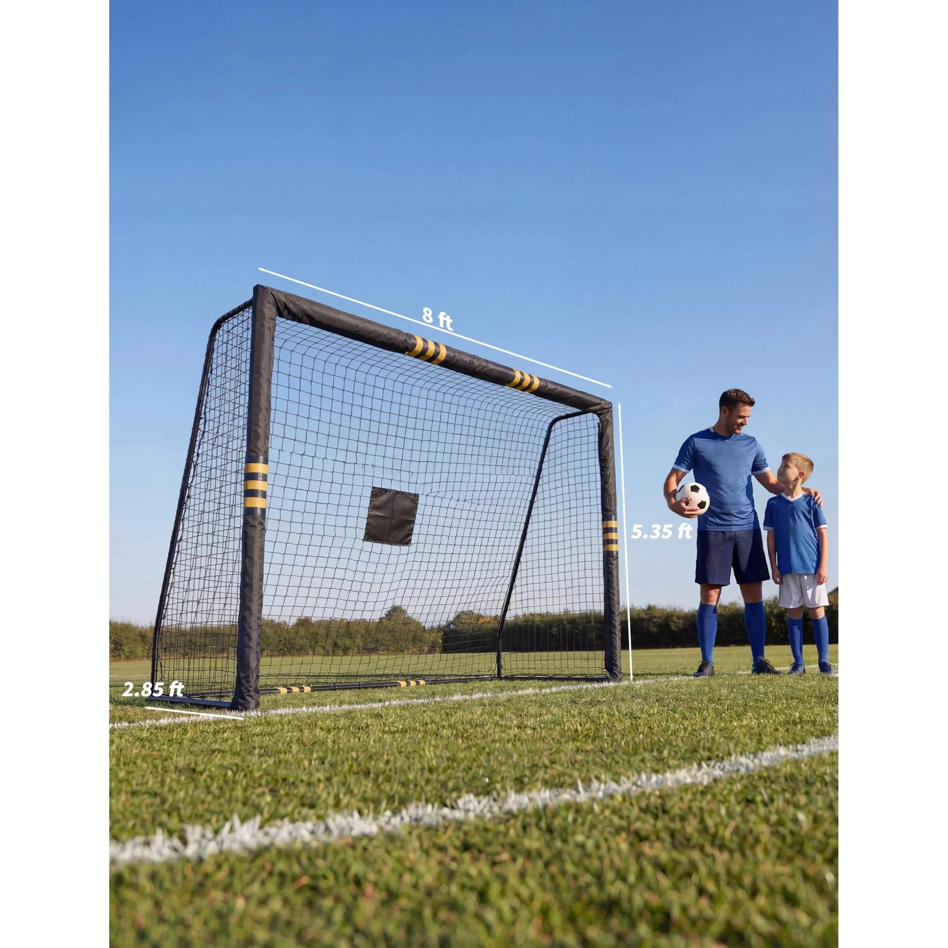 Garvee 8x5.3 Ft Metal Soccer Goal with Foam Padded Posts for Backyard Use, Weatherproof, Easy Assembly, Durable Rust-Resistant Steel, Suitable for Adults and Kids