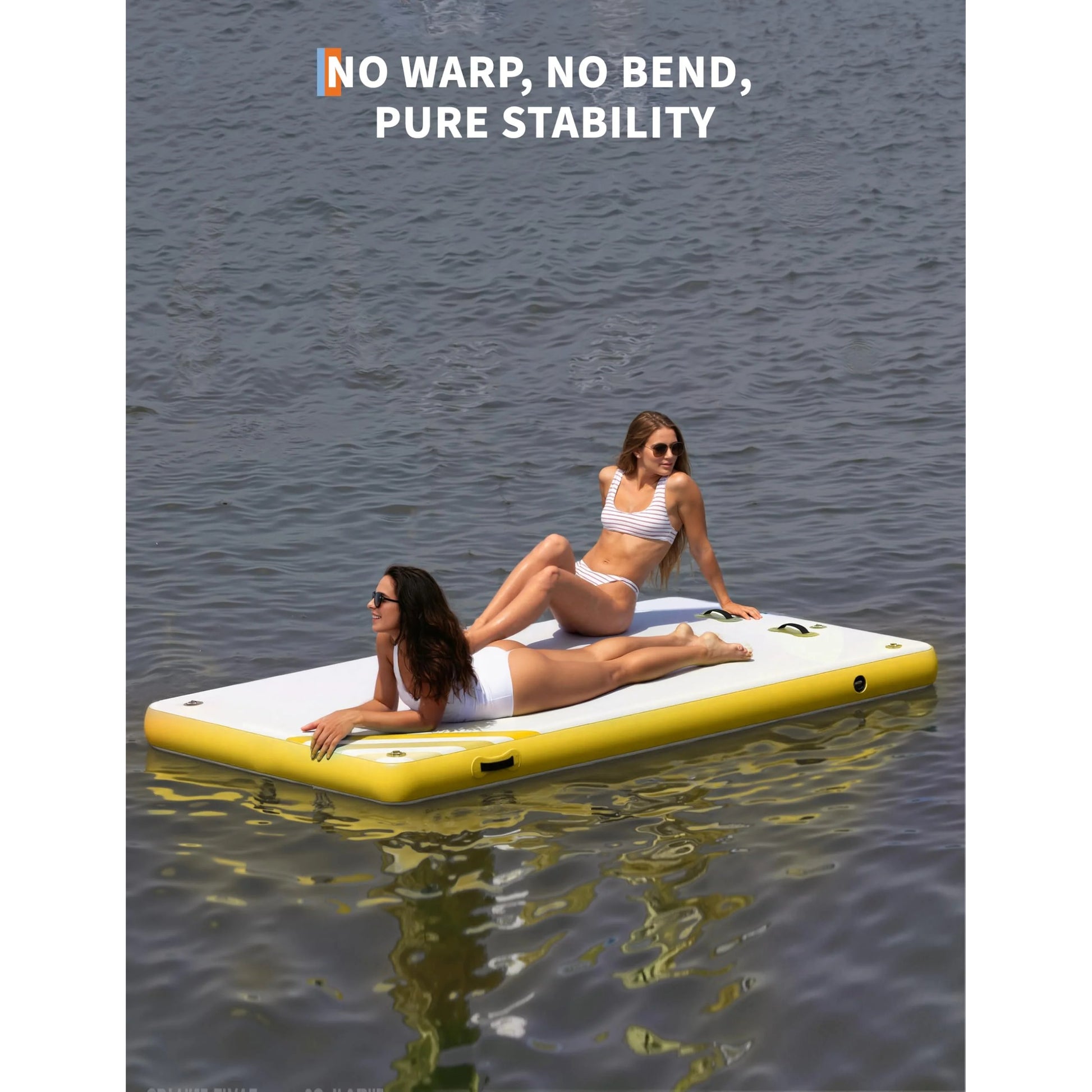Garvee Inflatable Floating Dock Water Platform with Rope Ladder Non-Slip Surface for Pool Beach Ocean, 10 ft 8 ft 6 ft, Yellow