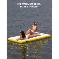 Garvee Inflatable Floating Dock Water Platform with Rope Ladder Non-Slip Surface for Pool Beach Ocean, 10 ft 8 ft 6 ft, Yellow