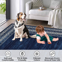 Garvee Modern 10x13 Area Rugs Soft Washable Non Slip Low Pile Blue for Living Room Bedroom Nursery Office