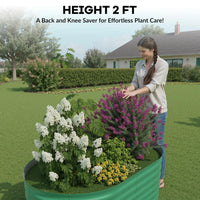 Garvee 2 Pcs Raised Garden Beds Outdoor 4x2x2 ft Galvanized Steel Planter Box Green Rust-Resistant Easy Assembly