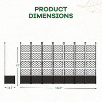 Garvee 7 PCS Plastic Plant With Trellis Raised Garden Bed Outdoor Planter For Patio Balcony Black