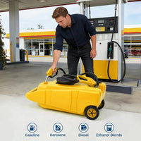 Garvee Heavy-Duty 15 Gallon Portable Gasoline Fuel Caddy with 10FT Manual Siphon Pump – Leak-Proof HDPE Wheeled Gas Can for Lawn Mowers, Tractors, Boats, Snow Blowers, Generators – Yellow