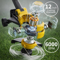 Garvee 20V Grass Trimmer With Dual Lithium Batteries, 8 Cutting Lines, Portable Electric Garden Cutter, Lightweight Design, Yellow