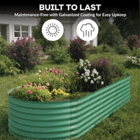 Garvee 2 Pcs 10x4x1.5ft Galvanized Raised Garden Bed - Heavy-Duty Metal Planter Box for Vegetables, Flowers, Herbs, 18/24In Tall, Beige/Green