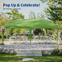 Garvee 10' X 20' Pop up Canopy Tent with 210 D Oxford Fabric, Portable Instant Commercial Canopy Including 12 Stakes 6 Sandbags for Farmers' Market, Wedding Event, Outdoor Camping, Green