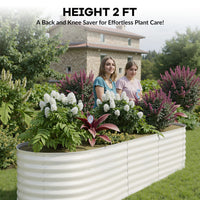 Garvee 2 Pcs Galvanized Raised Garden Bed - Heavy-Duty Metal Planter Box for Vegetables, Flowers, Herbs, 18/24In Tall, Beige/Green, 8x2x2ft