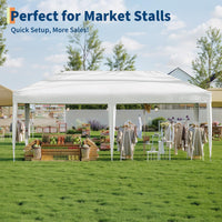 Garvee 10'x20' Pop Up Canopy Heavy Duty & Waterproof Canopy Without Sidewalls for Outdoor Party,Camping,Pickup-White