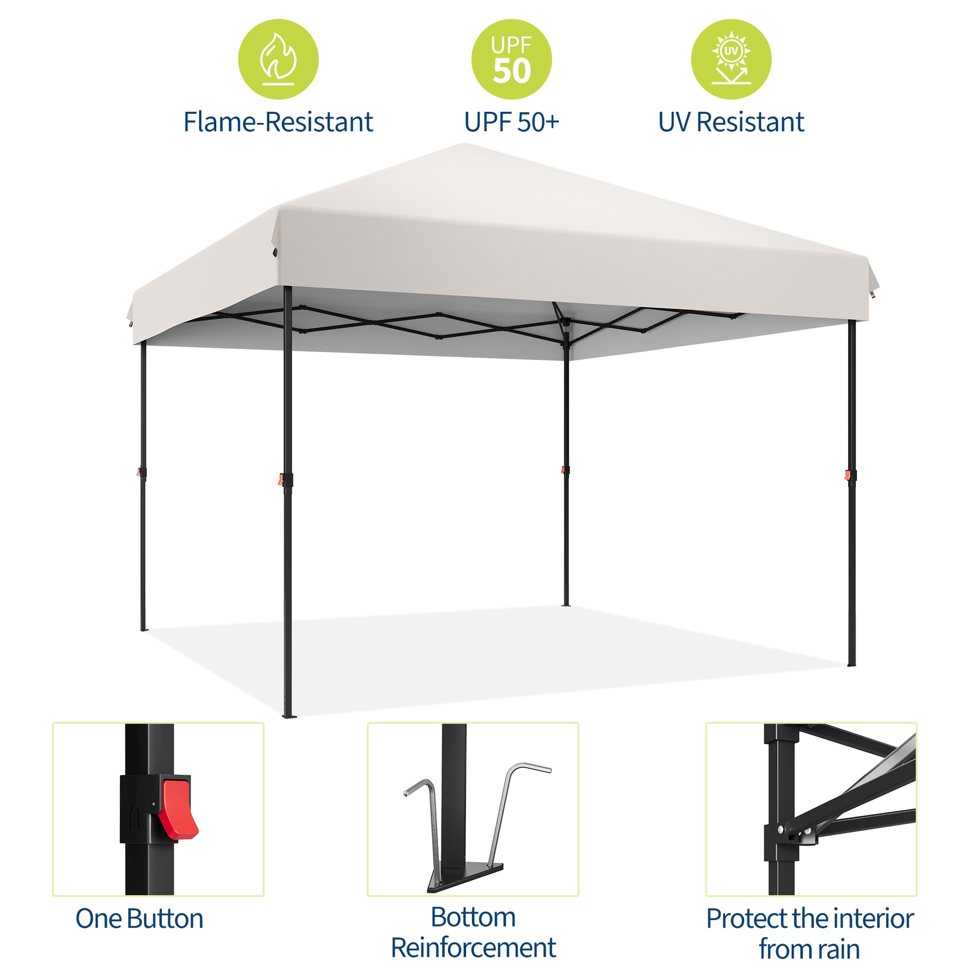 Garvee Tonnelle Pop Up 3 x 3 m Imperméable Résistante aux UV Abri Instantané Commercial avec Sac de Transport, Blanc