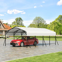 Garvee Heavy Duty 20x20x9 FT Metal Carport - Reinforced Steel Frame & Base Garage Shelter - All-Weather Protection for Cars, Boats, Tractors - Elegant White Tile, Size: 20*20*9 ft White tile