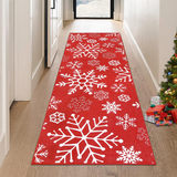 Garvee Christmas Runner Rug 2x6 Hallway Runner Rug Red Snowflakes Xmas Runner Washable Kitchen Rug Non Slip Bath Mat Holiday Decor Modern Soft Stain Resistant Carpet for Bedroom Laundry 2'x6' Red - Red