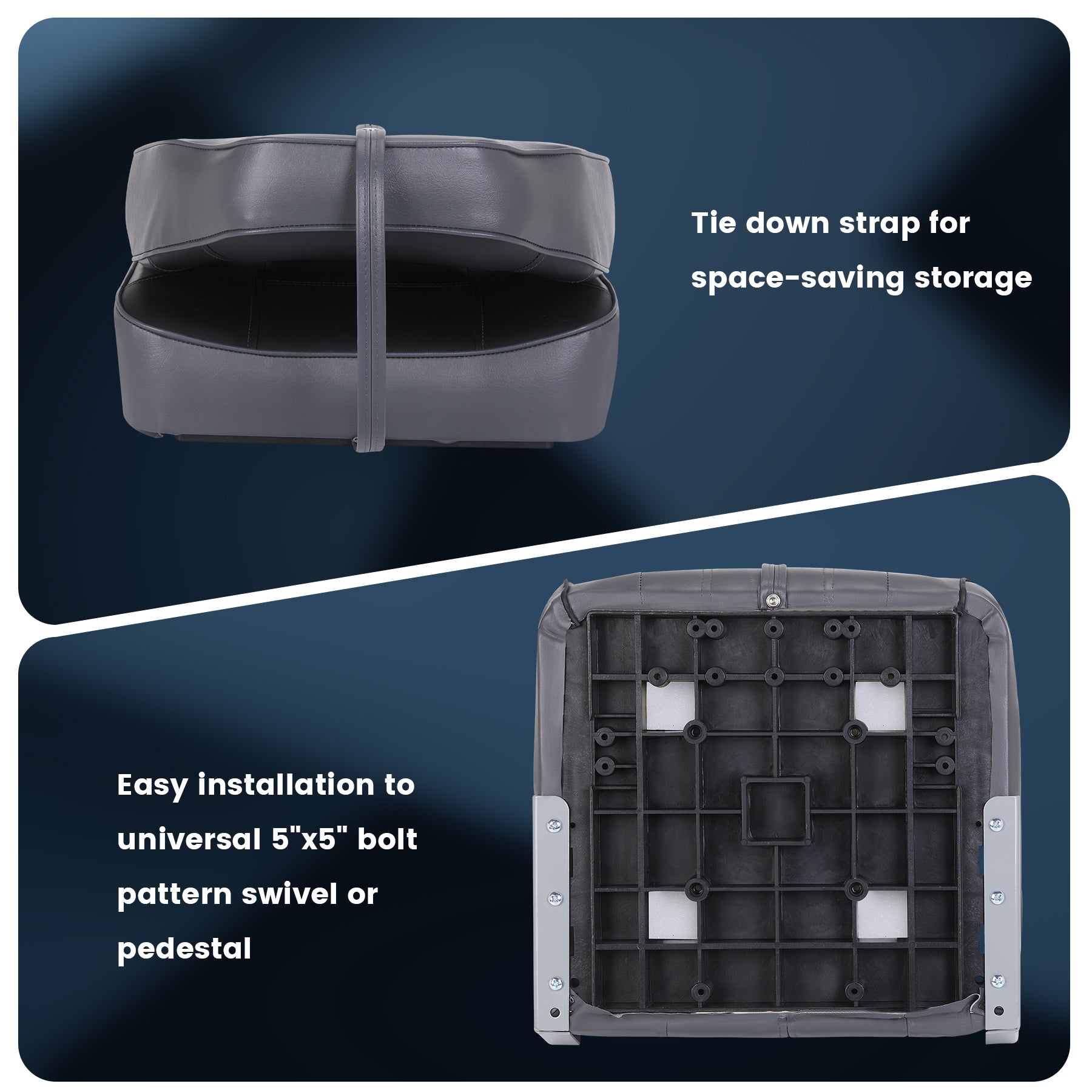 Garvee 2 Pack Folding High Back Boat Seats + Thickened Sponge Padding + Stainless Steel Screws + Waterproof PVC + Aluminum Hinges + 5" x 5" Bolt Hole Pattern + Fishing, Sightseeing