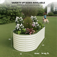 Garvee 2 Pcs Galvanized Raised Garden Bed - Heavy-Duty Metal Planter Box for Vegetables, Flowers, Herbs, 6x3x2ft, Beige/Green