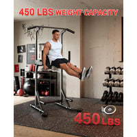 Garvee Pull Up Bar Free Standing Workout Equipment Power Tower Dip Station Home Gym 450LBS Black