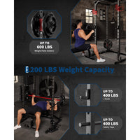Garvee Power Cage Multi-Functional Power Racks with Dual Pulley Systems for Home Gym 1200 LBS Capacity Red