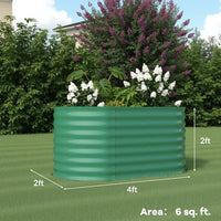 Garvee 2 Pcs Raised Garden Beds Outdoor 4x2x2 ft Galvanized Steel Planter Box Green Rust-Resistant Easy Assembly