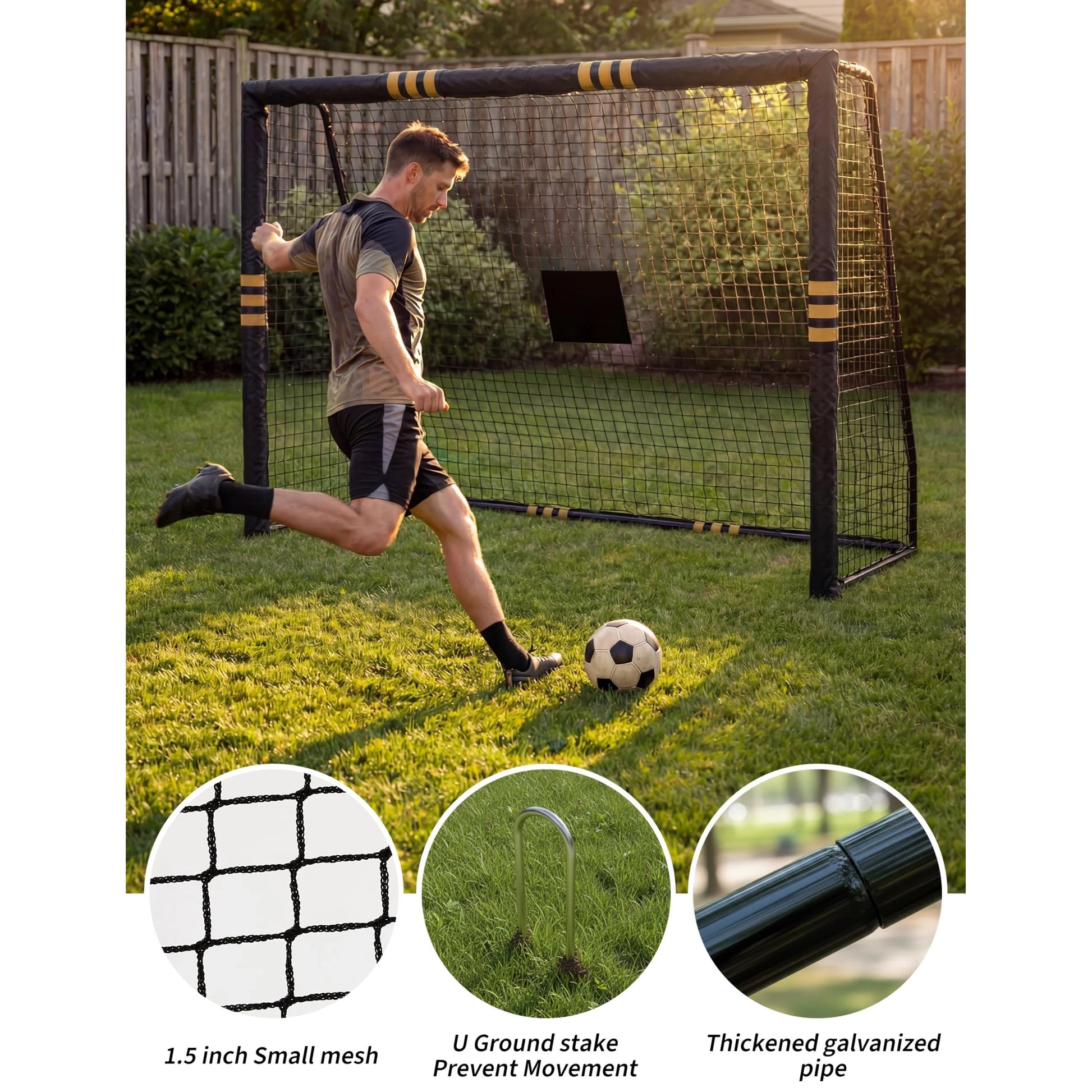 Garvee 8x5.3 Ft Metal Soccer Goal with Foam Padded Posts for Backyard Use, Weatherproof, Easy Assembly, Durable Rust-Resistant Steel, Suitable for Adults and Kids