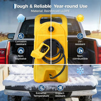 Garvee Heavy-Duty 15 Gallon Portable Gasoline Fuel Caddy with 10FT Manual Siphon Pump – Leak-Proof HDPE Wheeled Gas Can for Lawn Mowers, Tractors, Boats, Snow Blowers, Generators – Yellow