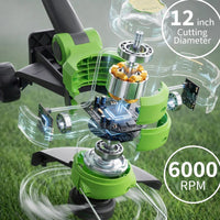 Garvee 20V Grass Trimmer With Dual Lithium Batteries, 8 Cutting Lines, Portable Electric Garden Cutter, Lightweight Design