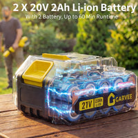Garvee 20V Grass Trimmer With Dual Lithium Batteries, 8 Cutting Lines, Portable Electric Garden Cutter, Lightweight Design, Yellow
