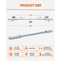 Garvee 7ft Olympic Barbell Bar, 44LB Load, 1500 lbs Capacity, Weight Bars for Gym Home Exercises, Red or Black