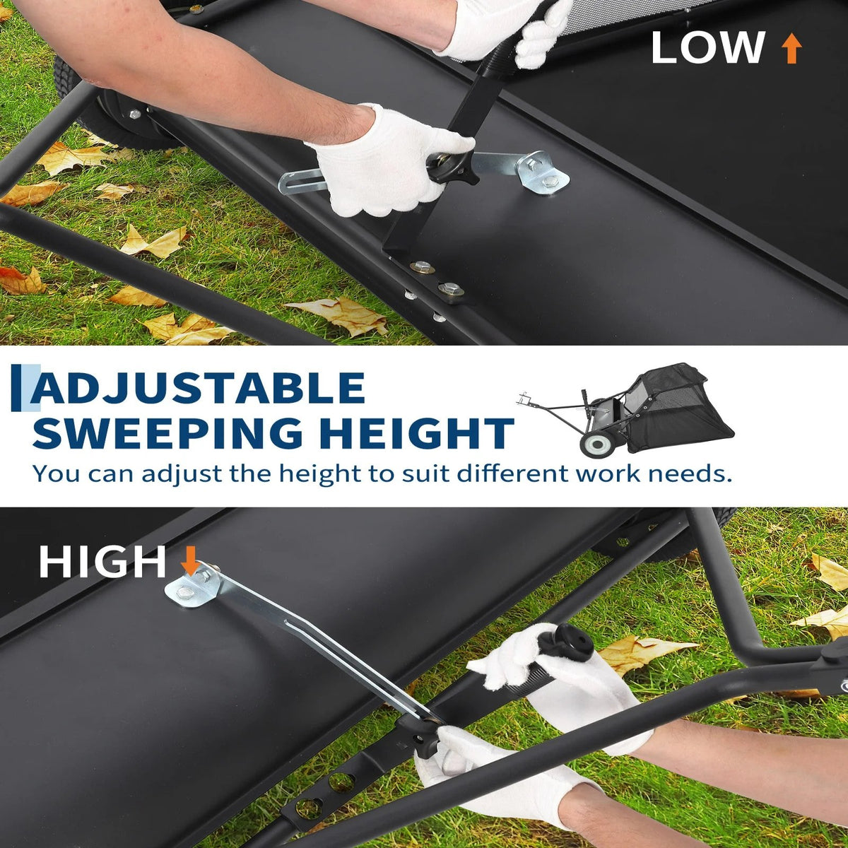 Garvee 42" Tow-Behind Lawn Sweeper, 21 cu ft Hopper, Adjustable Brush Height, Universal Hitch for Lawn Tractor ATV and UTV, Leaf and Grass Collector, Black
