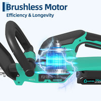 Taille-haie sans fil Garvee 22" - Cisaille électrique portative pour arbustes avec 2 batteries 2,0 Ah, 1100 tr/min et espacement des lames de 1,7 cm