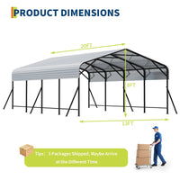 Garvee Heavy Duty 20x20x9 FT Metal Carport - Reinforced Steel Frame & Base Garage Shelter - All-Weather Protection for Cars, Boats, Tractors - Elegant White Tile, Size: 20*20*9 ft White tile