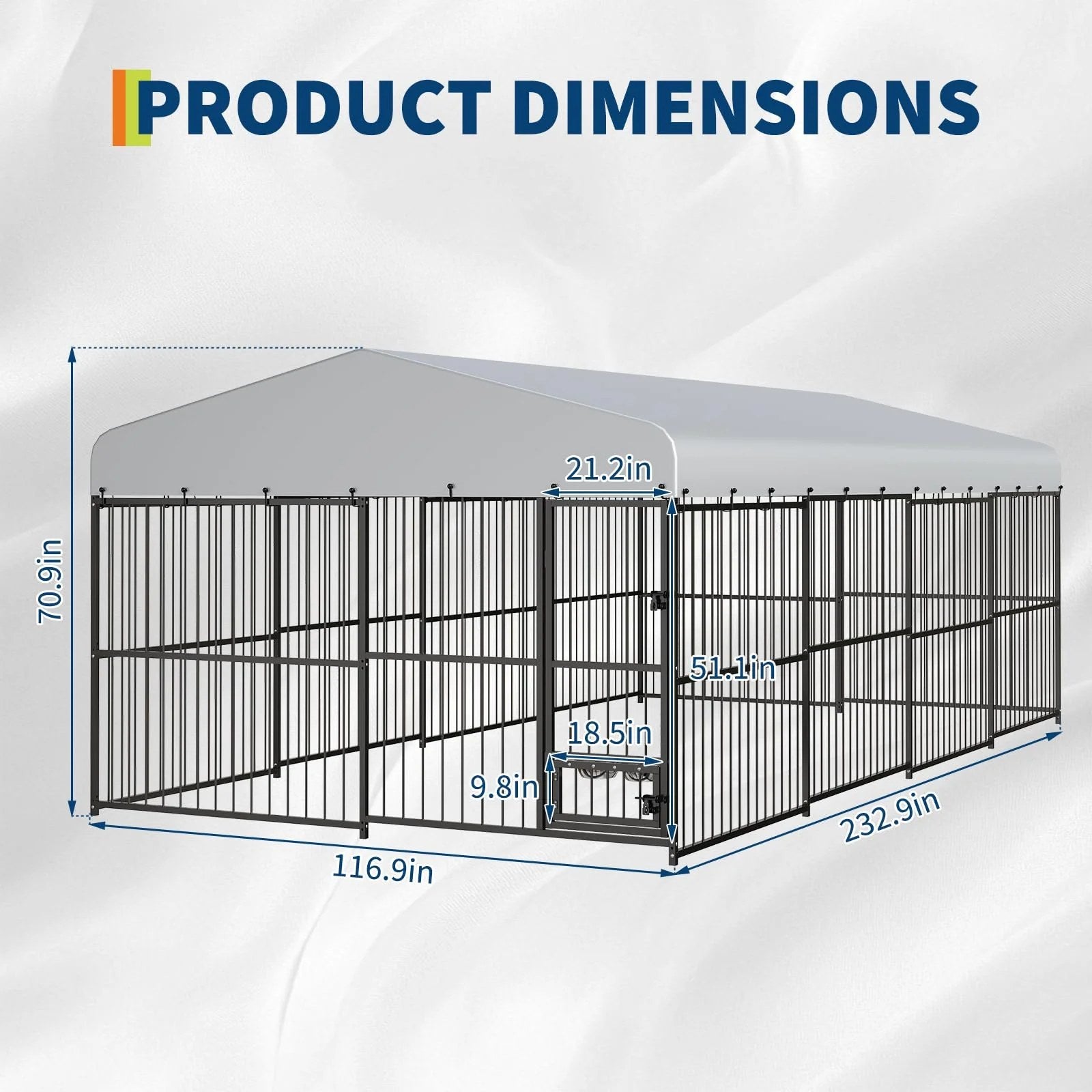 Garvee Outdoor Dog Kennel with Waterproof Canopy Large Dog Enclosures for Garden Backyard Courtyard 10×20×6FT