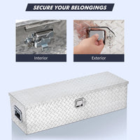 Boîte à outils en aluminium Garvee de 48 pouces pour benne de camion, coffre de rangement robuste et étanche avec serrure pour camions, remorques, camping-cars, argent
