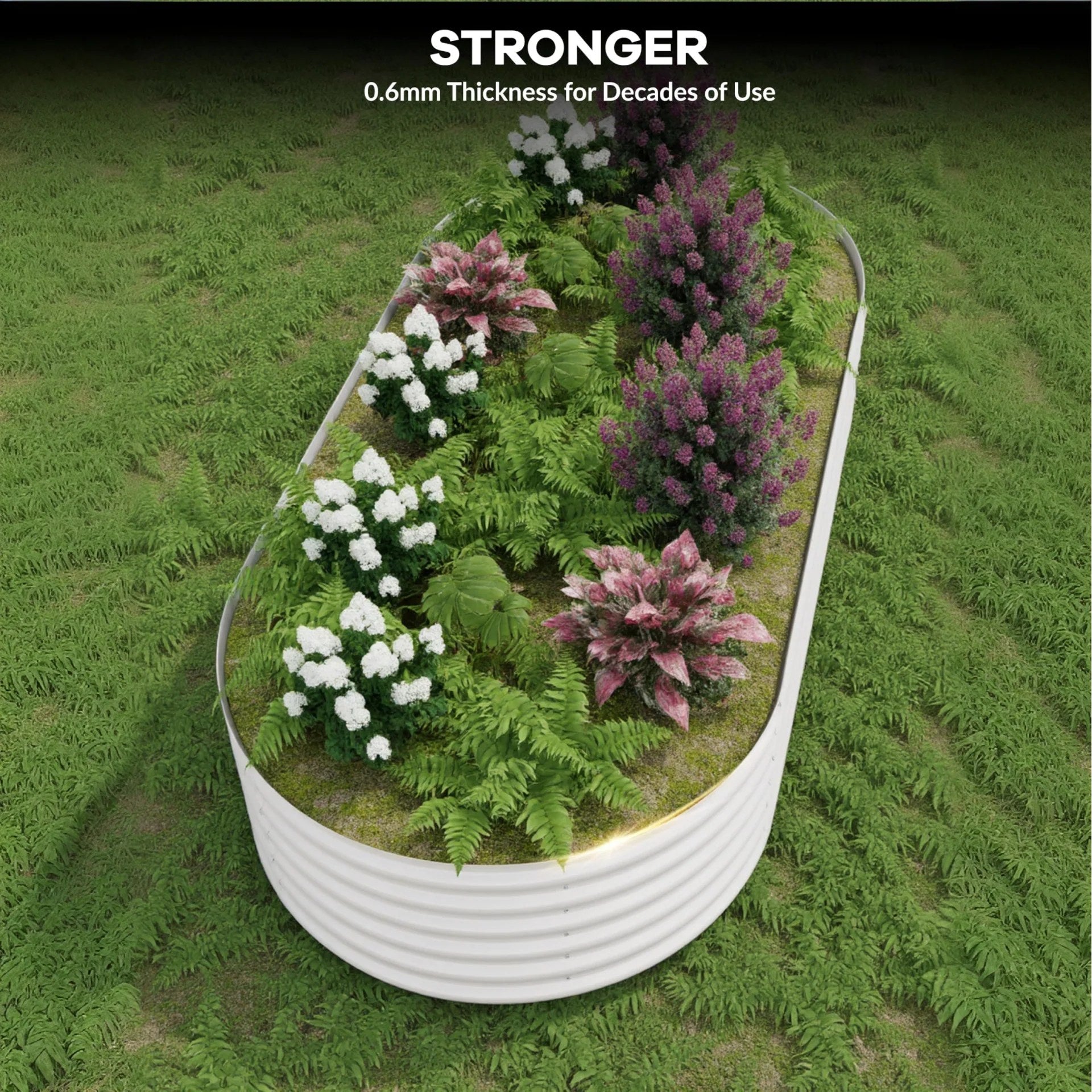 Garvee 2 Pcs Galvanized Raised Garden Bed - Heavy-Duty Metal Planter Box for Vegetables, Flowers, Herbs - 18/24In Tall, Rust-Resistant Outdoor Garden Box, 10x4x1.5ft Beige/Green