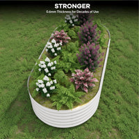 Garvee 2 Pcs Galvanized Raised Garden Bed - Heavy-Duty Metal Planter Box for Vegetables, Flowers, Herbs - 18/24In Tall, Rust-Resistant Outdoor Garden Box, 10x4x1.5ft Beige/Green