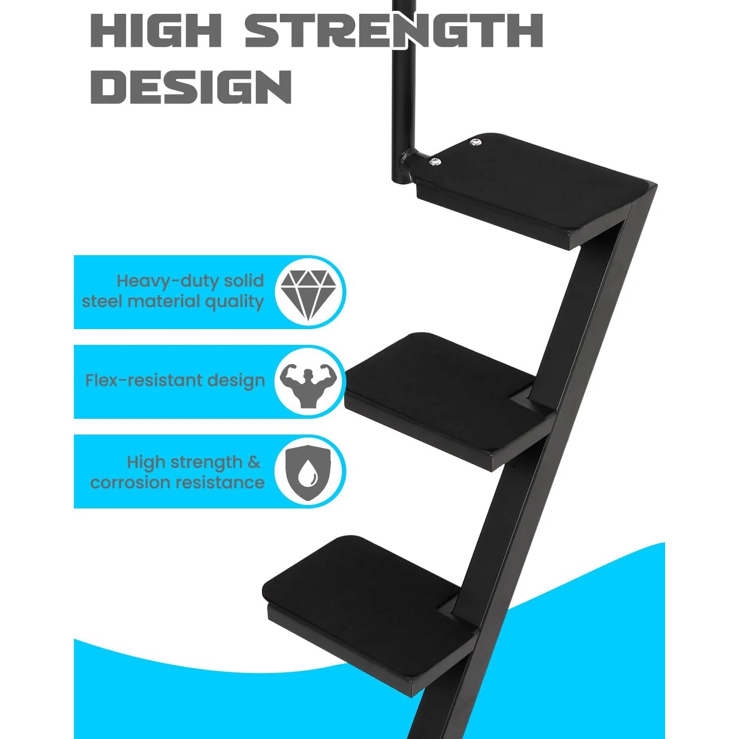 Garvee 3 Step Boat Trailer Steps Heavy Duty Ladder With Handle Universal Fit Bass Pontoon Boats Black
