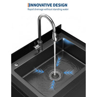 Garvee Stainless Steel Utility Sink with 360° Pull-Out Faucet for Garage Kitchen Bathroom Basement 25.7"x20.7"x39.5" Black