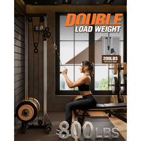 Garvee Wall Mount Cable Machine with 19 Positions Dual Pulley System, Adjustable Footplate for Home Gym, 27.2"x18.1"x81.9", Black