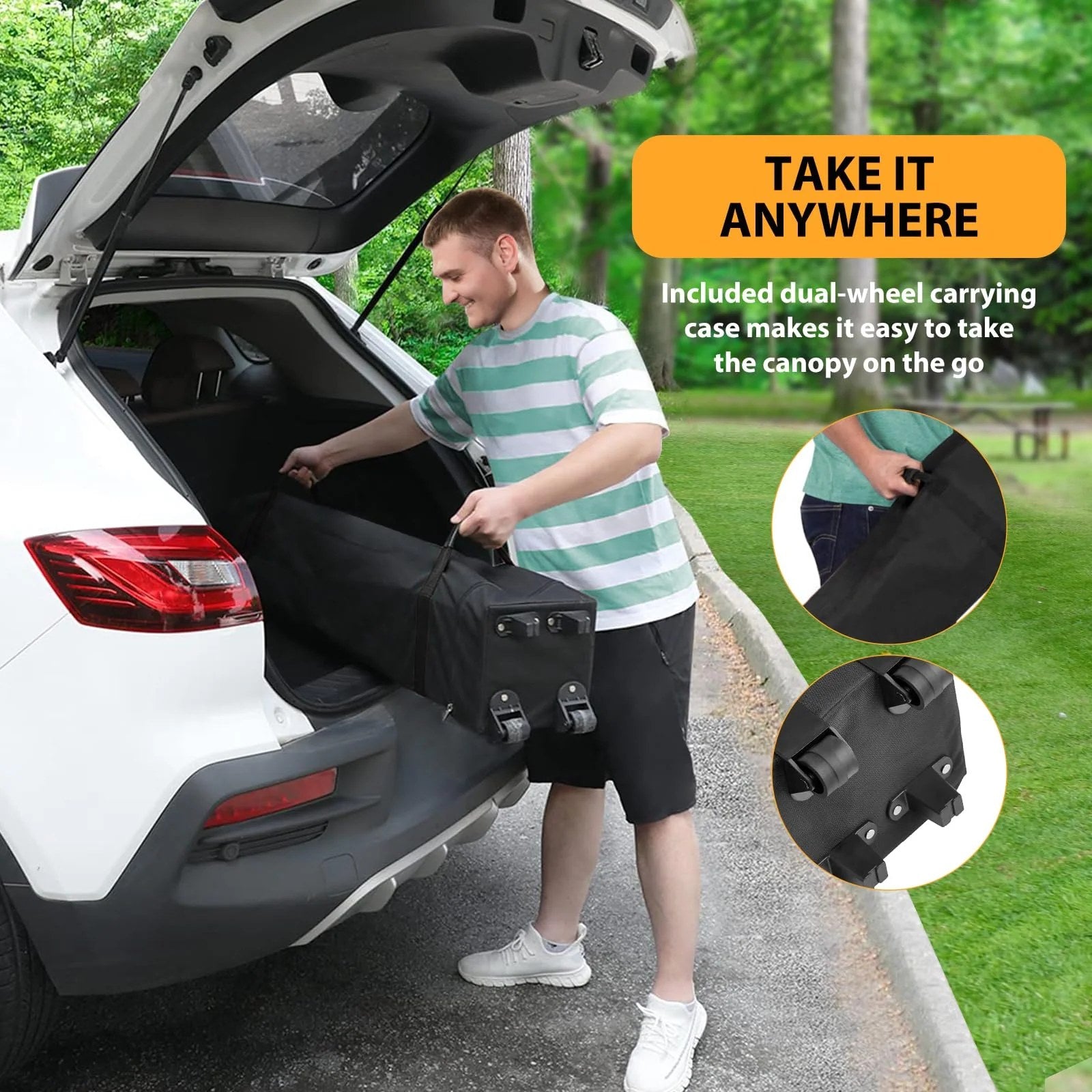 Garvee 10'x10' Pop-Up Canopy Tent - Waterproof Portable Sun Shelter with Roller Bag, Sandbags & Stakes for Picnic, Camping & Outdoor Events, Grey